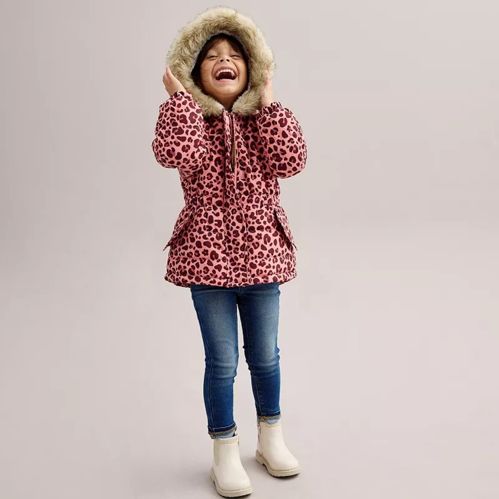 5 for $25 | Jumping Beans Heavyweight Leopard Print Fashion Puffer Coat